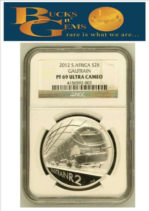 THE 1ST-- 2012 PF69 CROWN ** GAUTRAIN** 2012 S2R SILVER CROWN "GAUTRAIN" NGC GRADED PF69 ULTRA CAMEO