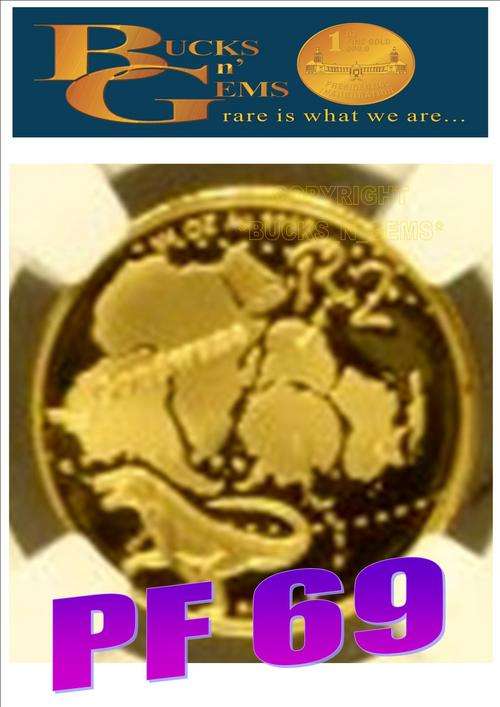 **HERITAGE 1/4OZ PF69** 2001 R2 GOLD 1/4 oz ** GONDWANA ** PF69 ULTRA CAMEO -NGC GRADE LOW MINTAGE