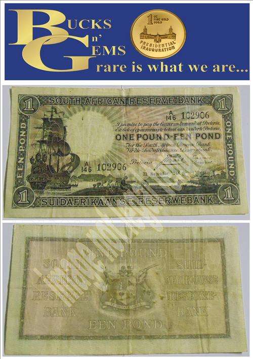 **RARE NOTES OF 1932-1944 **CRAZY R1 START** J POSTMUS 1 POUND NOTE "ONLY ISSUE" VF ++
