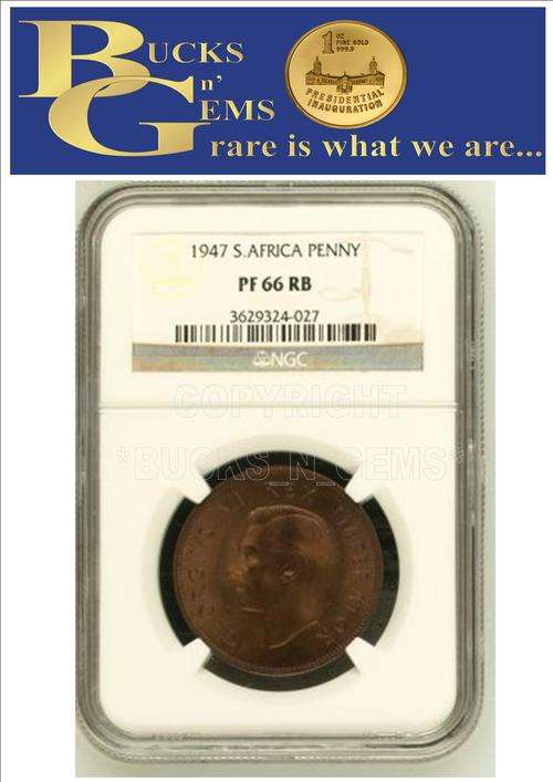 1947 UNION 1 PENNY ** PF66 RB **  -- NGC HIGHEST GRADED