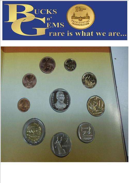 **MANDELA 2000 COINS SET ** WITH 2000 MANDELA SMILE R5 COIN ORIGINAL SAMINT ISSUE