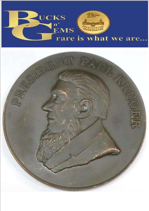 HUGE ZAR PAUL KRUGER COMMEMORATIVE MEDALLION 12.5 oz OR 392 GRAMS BRONZE - HUGE