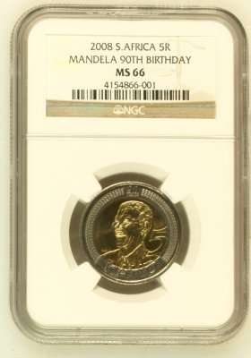MS66 -- 2008 MANDELA 90TH BIRTHDAY MS66 R5 COIN - NGC GRADED