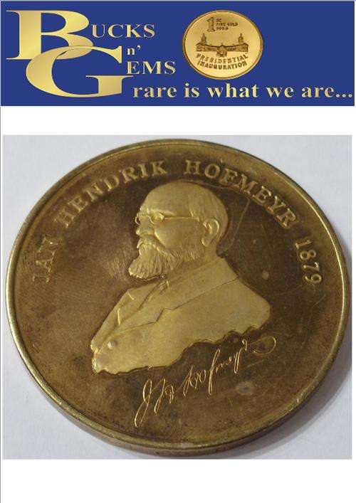 RARE 925 SILVER - GOLD PLATED GESKIEDENIS IN BEELD AFRIKANES MEDALLIONS *J.H.HOFMEYR * 34/60 -37gr