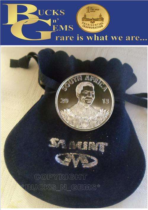 2013 PROTEA SILVER 1 RAND UNC - LIFE OF A LEGEND * NELSON MANDELA * - SAMINT BAG + COA