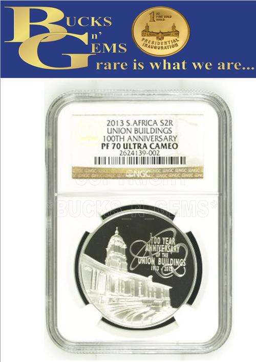 FINEST KNOWN - 2013 S2R SILVER COIN - 100 YEARS ANNIVERSARY OF UNION BUILDINGS - PF70UC - NGC GRADED