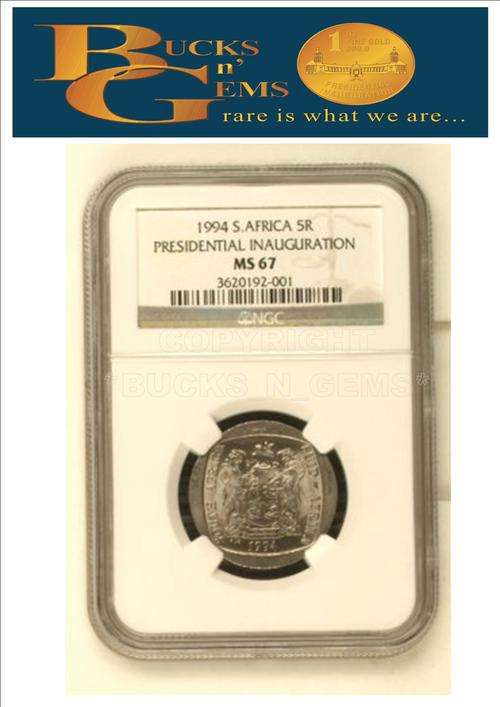FINEST KNOWN **MS67**1994 INAUGURATION R5 COIN  ** MS67 ** NGC GRADE"