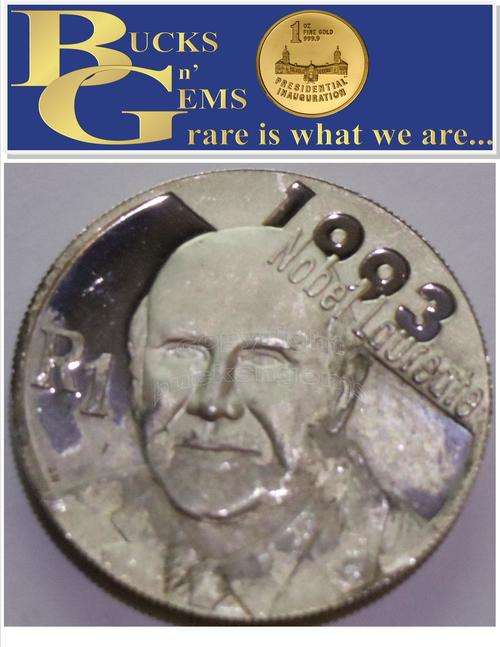 ** IMPAIRED PROOF ** 2007 S1R SILVER  ** DE KLERK PEACE PRIZE ** PURE SILVER ** TAKEN OUT CAPSULE