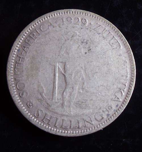 1929 UNION 1 SHILLING - GOOD CONDITION - F+ - SILVER CONTENT 4.52 gr HERNS VALUE R7500 IN XF