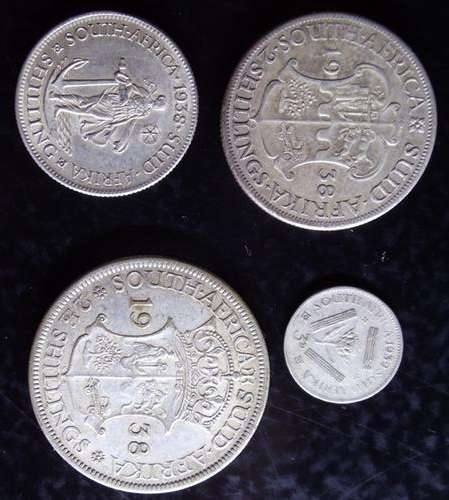 AU -1938 UNION SET OF 2.5S & 2S & 1S &3P - GOOD CONDITION - SILVER 26.01gr HERNS VALUE R14 250 IN XF