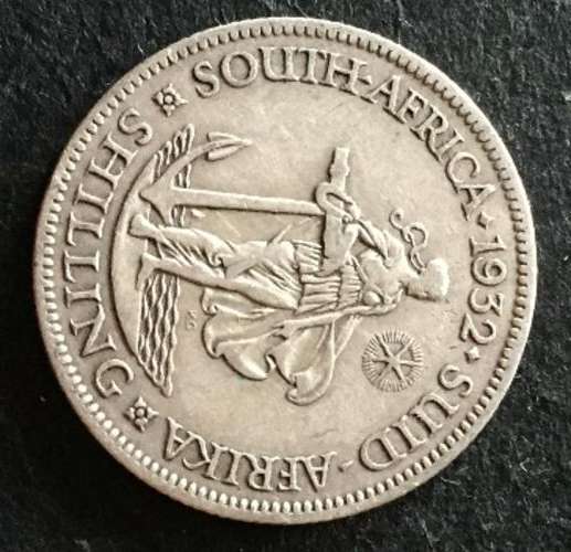 1932 UNION 1 SHILLING - GOOD CONDITION - XF - SILVER CONTENT 4.52 gr HERNS VALUE R5500 IN UNC
