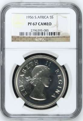 FINEST KNOWN - 1956 UNION 5 SHILLING CROWN -  PF67 CAMEO * NGC GRADE -1700 MINTED & ONLY 4 IN CAMEO
