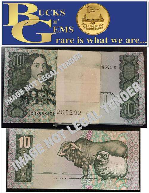 sale = R10 NOTES OF "CL STALS " 100 NOTES ALL SEQUENCE - UNCIRCULATED - UNTOUCHED FROM RESERVE BANK