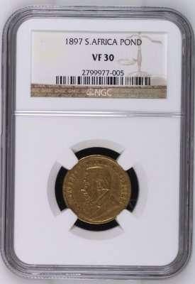 NICE - 1897 ZAR GOLD POND * VF30 * NGC GRADED - VALUE HERN R35 000 IN XF - SEE PICTURES