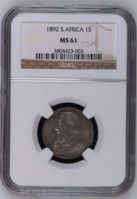 ** MS ** 1892 ZAR 1 SHILLING ** MS61 ** NGC Graded Rarety - book value R30 000 in UNC