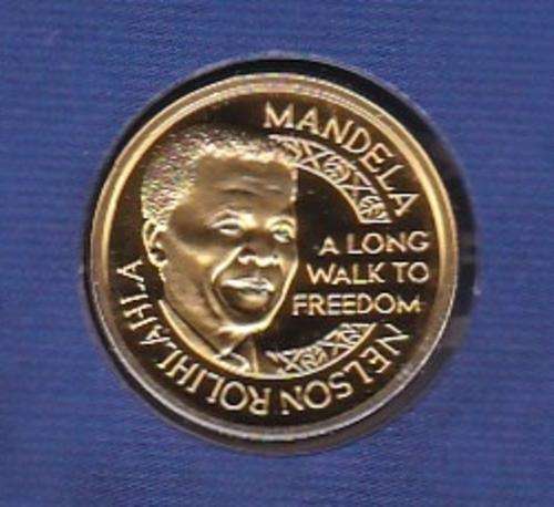 STUNNING  - MANDELA GOLD 1/10oz 24kt MEDAL MINT OF NORWAY *SCOIN SHOP" IN BLUE FOLDER & CERTIFIED