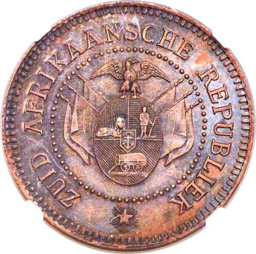 new label- 1874 ZAR 2 PENCE BRONZE **MS61BN * PATTERN PENCE * NGC GRADE - HERNS VALUE R24 000 IN UNC