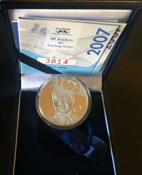 2007 MANDELA  PROTEA SILVER R1 - " PROOF " - IN SAMINT BOX AND COA ORIGINAL AS ISSUED