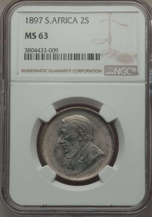 for Arch Angel only - 1897 ZAR 2 SHILLING *MS63* NGC GRADE - HERNS VALUE R4500 low MS - 2ND FINEST