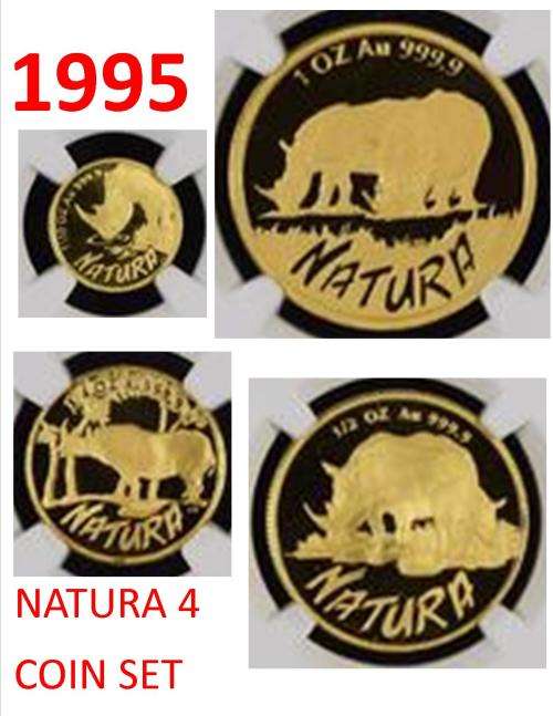 1995 NATURA 1oz GOLD 24kt "WHITE RHINO" - PF69 ULTRA CAMEO - FINEST KNOWN