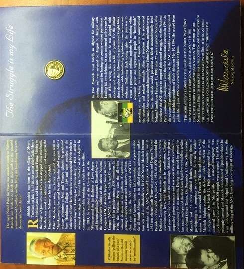 STUNNING  - MANDELA GOLD 1/10oz 24kt MEDAL MINT OF NORWAY *SCOIN SHOP" IN BLUE FOLDER & CERTIFIED