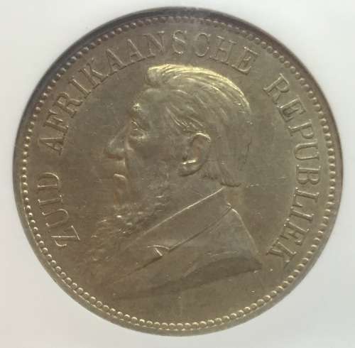 1892 ZAR 5 SHILLING - SINGLE SHAFT - AU55 - NGC GRADE RARETY HERNS VALUE R70,000 IN UNC & R35,000 XF