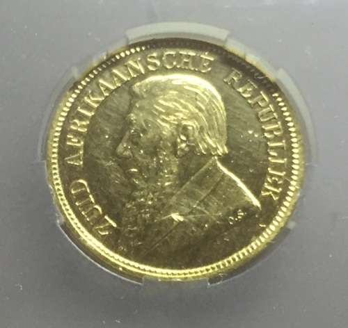 *RARE 1/2 POND* 1892 ZAR GOLD 1/2 POND *DOUBLE SHAFT **AU58** SANGS GRADED HERNS IN UNC R60,000
