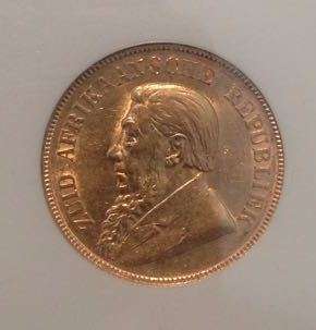 1896 ZAR 1 POND AU58 - NGC UNC GRADE - HERNS VALUE XF - R35,000 & R95,000 UNC