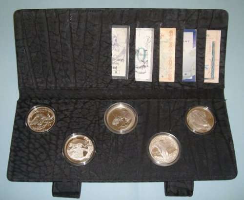 African Big 5 -5 ounces Silver - 20c coin 1oz ea - Elephant - Rhino - Buffalo - Lion & Leopard + COA