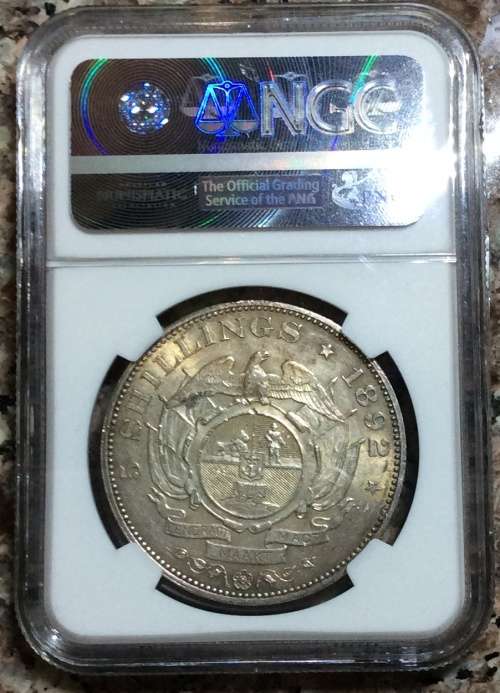 UNC - 1892 ZAR 5 SHILLING - SINGLE SHAFT - MINTSTATE - UNC DETAILS - NGC GRADE -VALUE R35,000 IN UNC