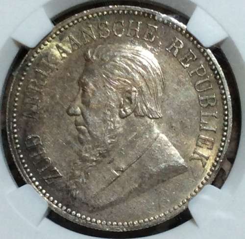 UNC - 1892 ZAR 5 SHILLING - SINGLE SHAFT - MINTSTATE - UNC DETAILS - NGC GRADE -VALUE R35,000 IN UNC