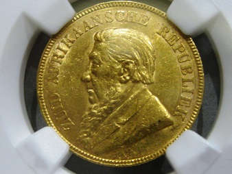 1896 ZAR 1 POND AU58 - NGC UNC GRADE - HERNS VALUE XF - R35,000 & R95,000 UNC