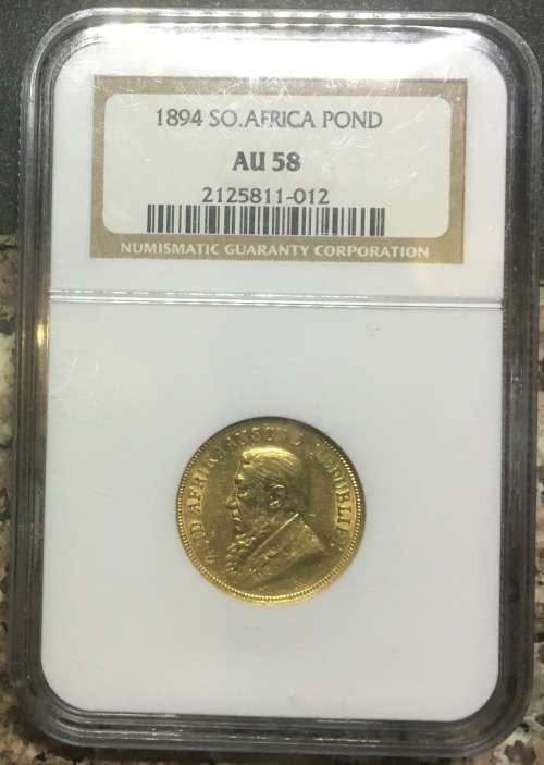 UNC *1894 POND** 1894 ZAR GOLD POND ** AU58 ** - NGC HIGH GRADE - HERNS VALUE R105,000 in unc