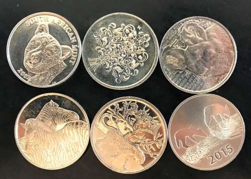 SA MINT - TOKEN COLLECTION - 2002 TO 2015 + CHRISTMAS - 6 TOKENS - 6 BIDS