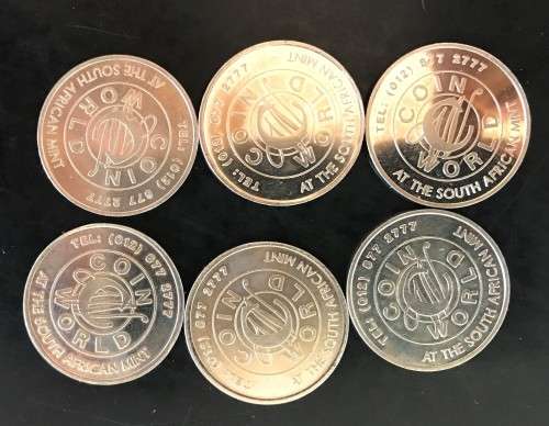 SA MINT - TOKEN COLLECTION - 2002 TO 2015 + CHRISTMAS - 6 TOKENS - 6 BIDS