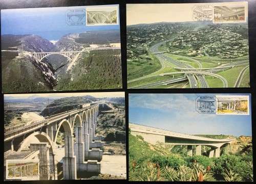 1984 POSTCARD SET OF 4 - BRIDGES OF SA - LIKE NEW - BID PER CARD x4 - UN-USED