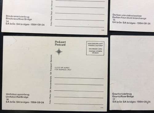 1984 POSTCARD SET OF 4 - BRIDGES OF SA - LIKE NEW - BID PER CARD x4 - UN-USED