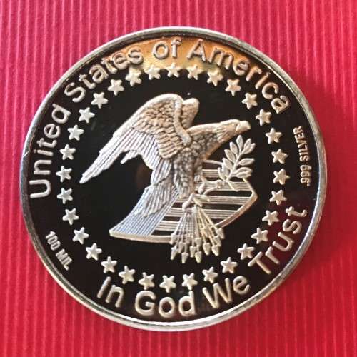 USA .999 - 100 mills MANDELA MEDAL - DOLLARS ISSUE copy - IN RED BOX - BLUE TONED