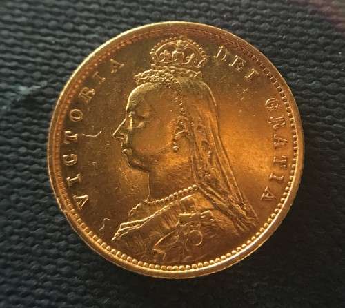 PROOF 1890 AUSTRALIA JUBILEE HEAD *MELBOURNE* 1/2 Sovereign Gold 3.99gr 22KT RARE BEAUTIFULLY TONED