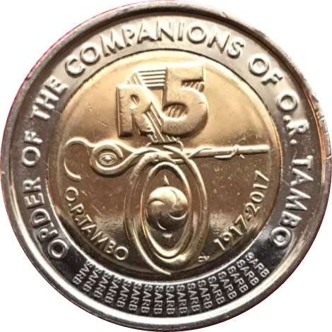 2017 R5 - OLIVER TAMBO R5 coins from sealed bag of 400 -high grades - BRILLIANT UNC - price per coin