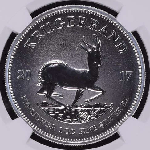 2017 - SA KRUGERRAND SILVER 1oz FINE  - PURE 999 SILVER - 50th ANNIVERSARY MINT MARK- SP69 -NGC