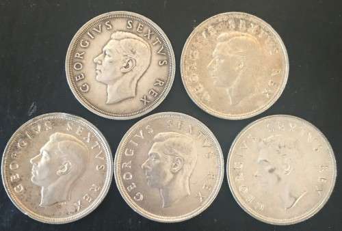 1948 to 1952 SET UNION 5 SHILLING - 141.54 grams ( 5 COINS) BID PER COIN X5