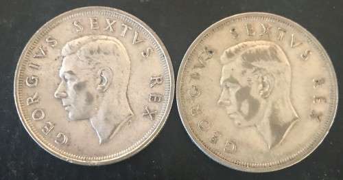 1952 UNION 5 SHILLING - 28.25 grams each - 2 coins bid per coin