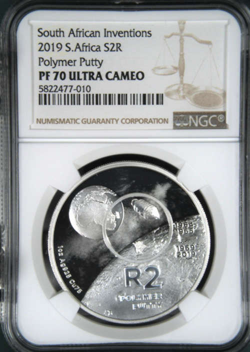 FINEST KNOWN - 2019 SA INVENTIONS **POLYMER PUTTY** 1oz FINE 999 SILVER - PF70 UC - NGC