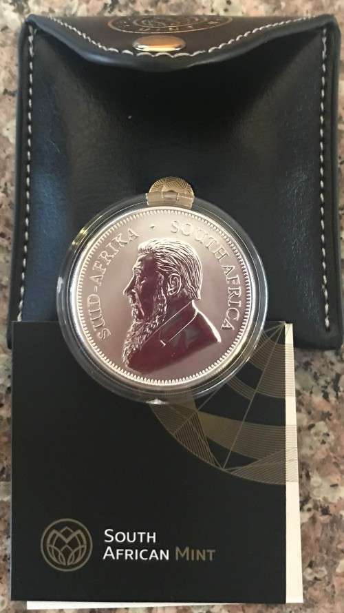 PREMIUM UNC -2017 SA KRUGERRAND SILVER 1oz FINE 999 SILVER 50th ANNIVERSARY MINT MARK-SAMINT BOX+COA