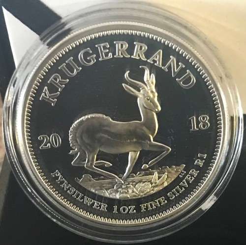 PROOF - 2018 SA KRUGERRAND SILVER 1oz FINE 999 SILVER - samint box + coa