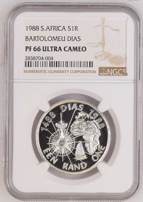1988 SILVER R1 " PRTOEA - BARTOLOMEU DIAS " PF66 ULTRA CAMEO- NGC HIGH GRADE