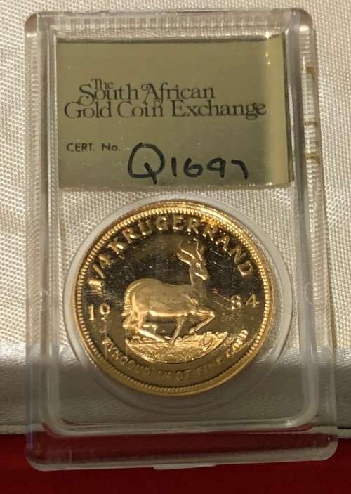 GRADED SAGCE - 1983 KRUGER GOLD 1/4 oz - SACGE SLAB - PROOF
