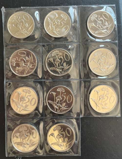 1970 - 1980 RSA 50 CENT SET - PROOF -11 COINS TOTAL - bid per coin