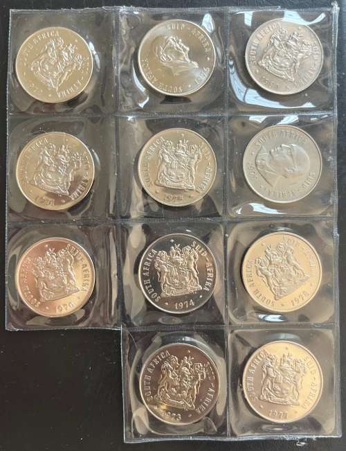 1970 - 1980 RSA 50 CENT SET - PROOF -11 COINS TOTAL - bid per coin